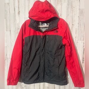 The North Face Men’s Small HyVent Rain Jacket Red Black Hooded Shell